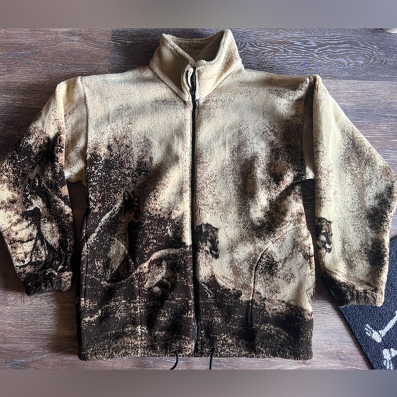 animal print fleece jacket zip up - Picture 1 of 10